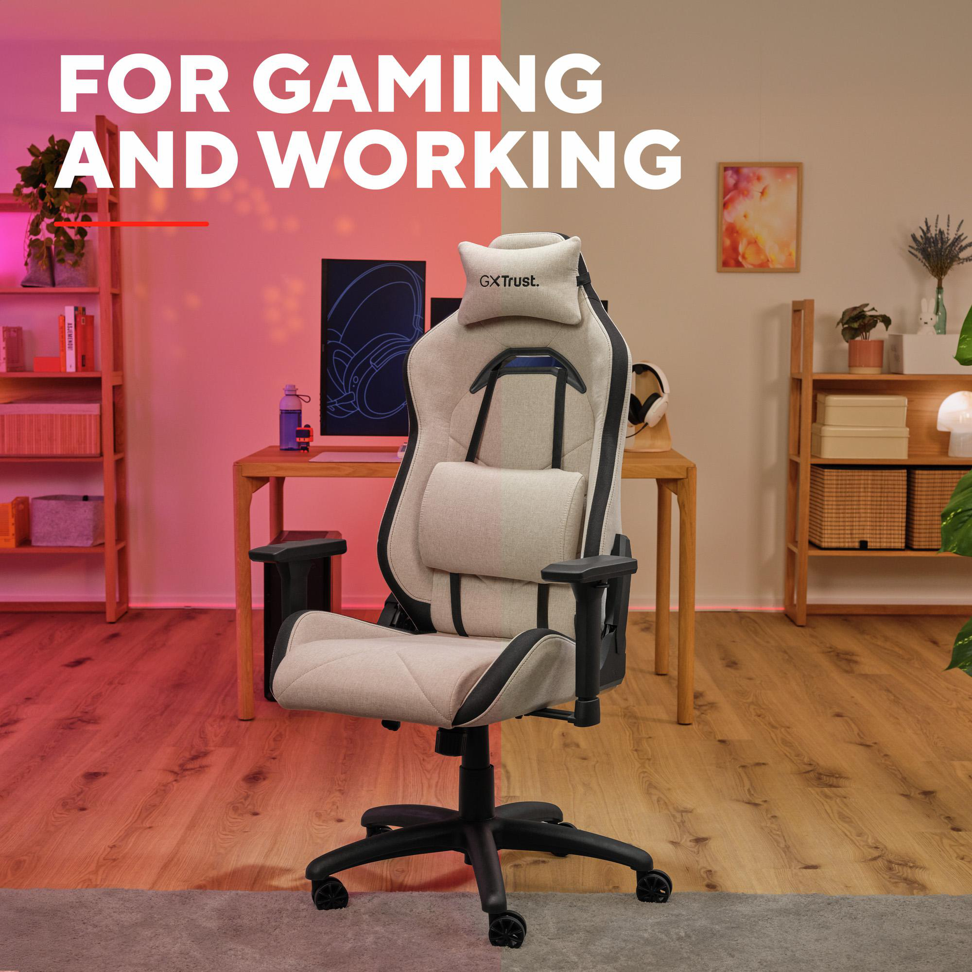 TRUST GXT723B RUYA Fabric Beige Bequemer Gaming-Stuhl mit Stoffbezug