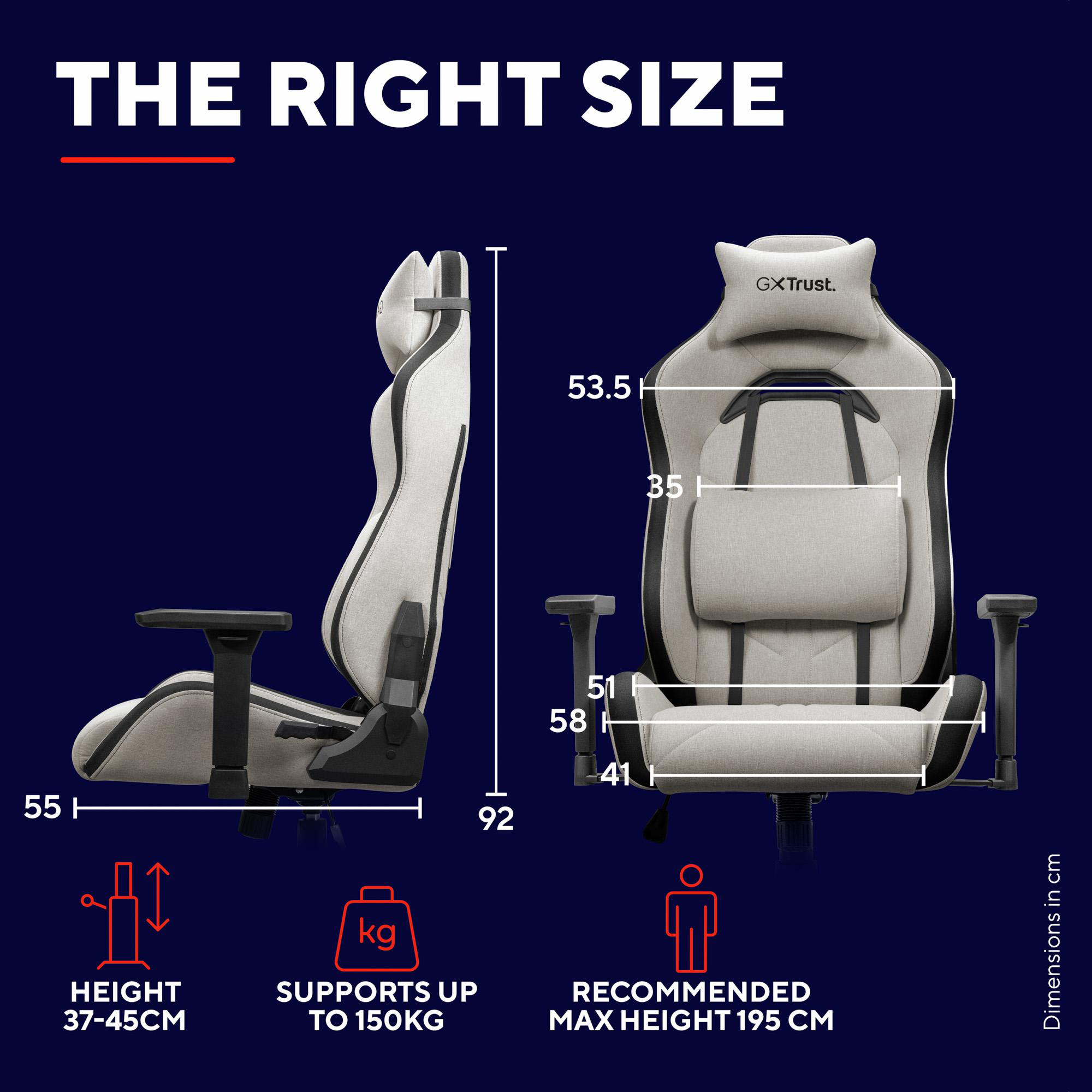 TRUST GXT723B RUYA Fabric Beige Bequemer Gaming-Stuhl mit Stoffbezug