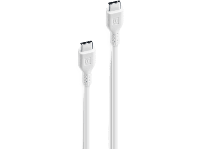 Cable USB C - CellularLine Power Cable, 60 W, a C, cm, Blanco