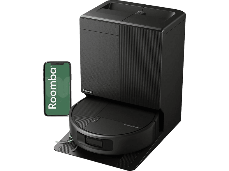 Robot aspirador - iRobot Roomba® Plus 675 Combo con Base AutoWash™, 180 min, 30000 Pa, Friega y aspira, Negro