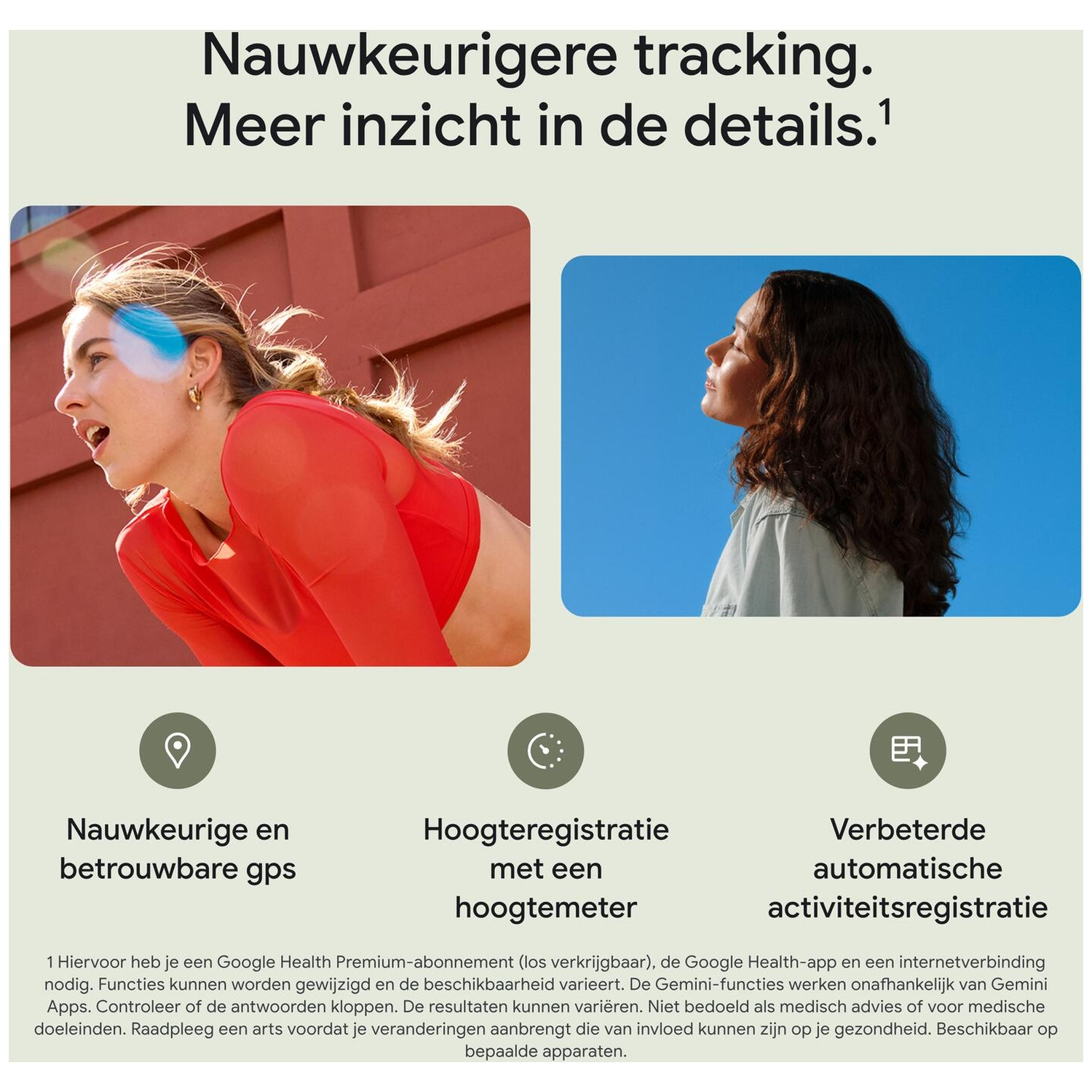 Sportende vrouwen met GPS- en hoogtemeter-iconen.