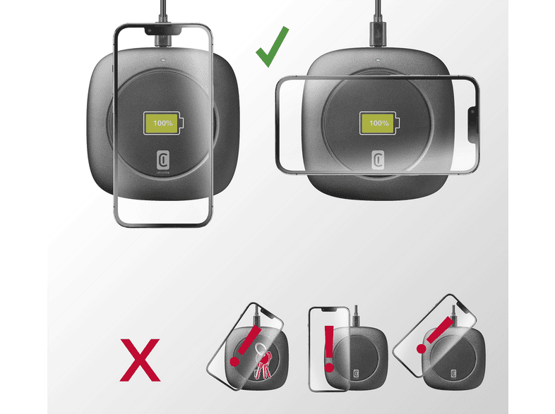 Cargador móvil inalámbrico - CellularLine Easy Wireless, 10 W, Base de carga rápida, Cable USB C 160 cm, Negro – imagen 2