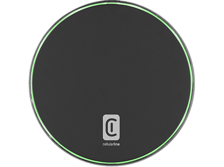 Cargador móvil inalámbrico - CellularLine Fast Pad, 15 W, Activación de carga LED, Cable USB C 160 cm, Negro