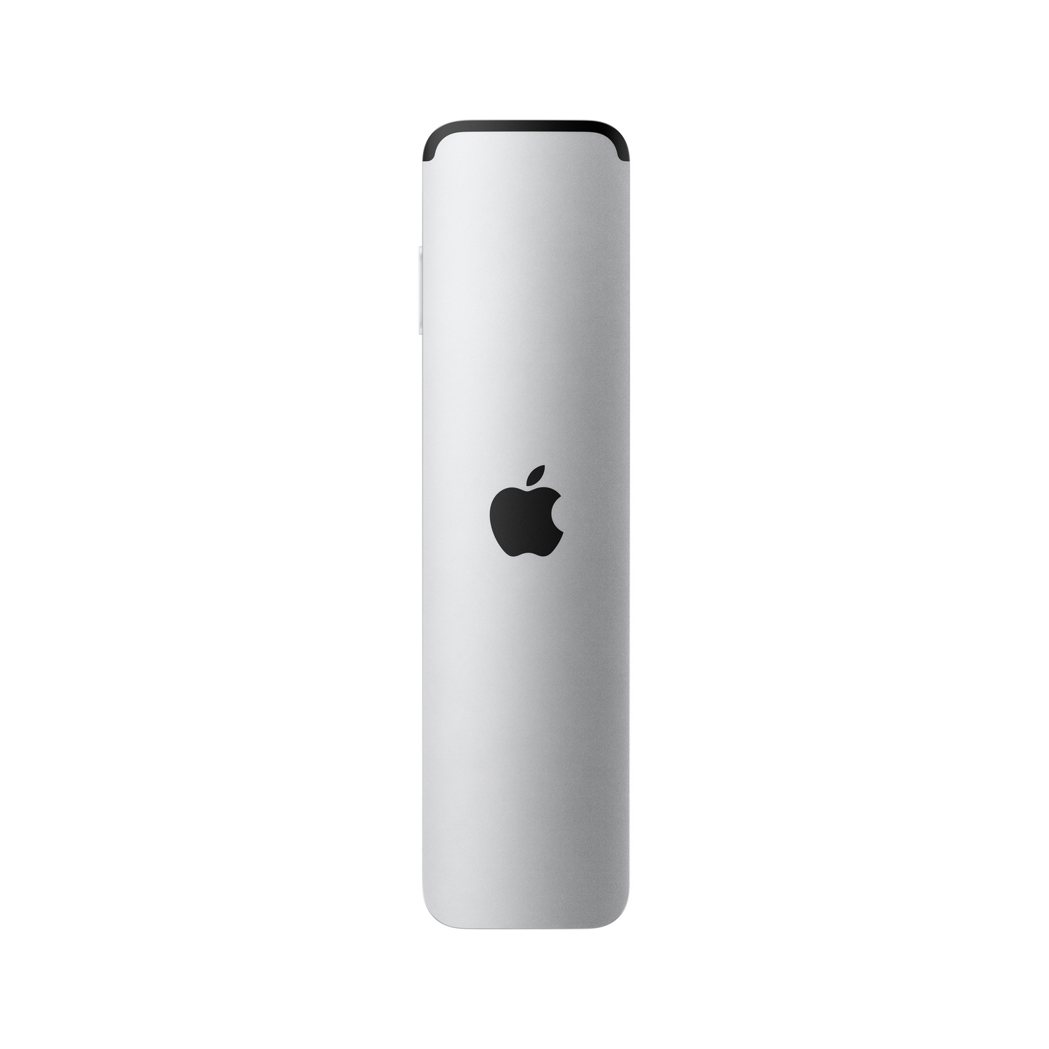 Un dispositivo Apple plateado con un logotipo negro sobre fondo blanco.