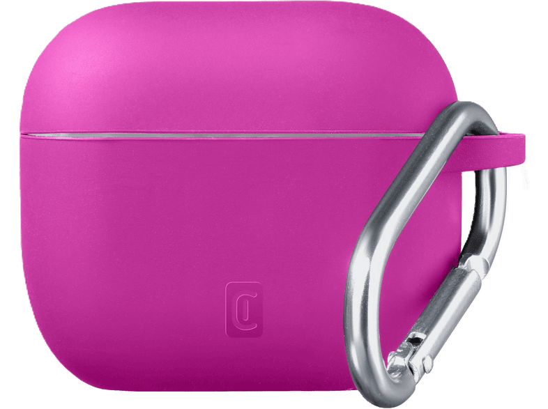 Funda AirPods - CellularLine Bounce, Para Apple Pro 3, Compatible con carga inalámbrica, Silicona, Con Gancho, Rosa