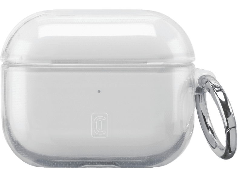 Funda AirPods - CellularLine Clear, Para Apple Pro 3, Compatible con carga inalámbrica, Goma, Con gancho, Transparente