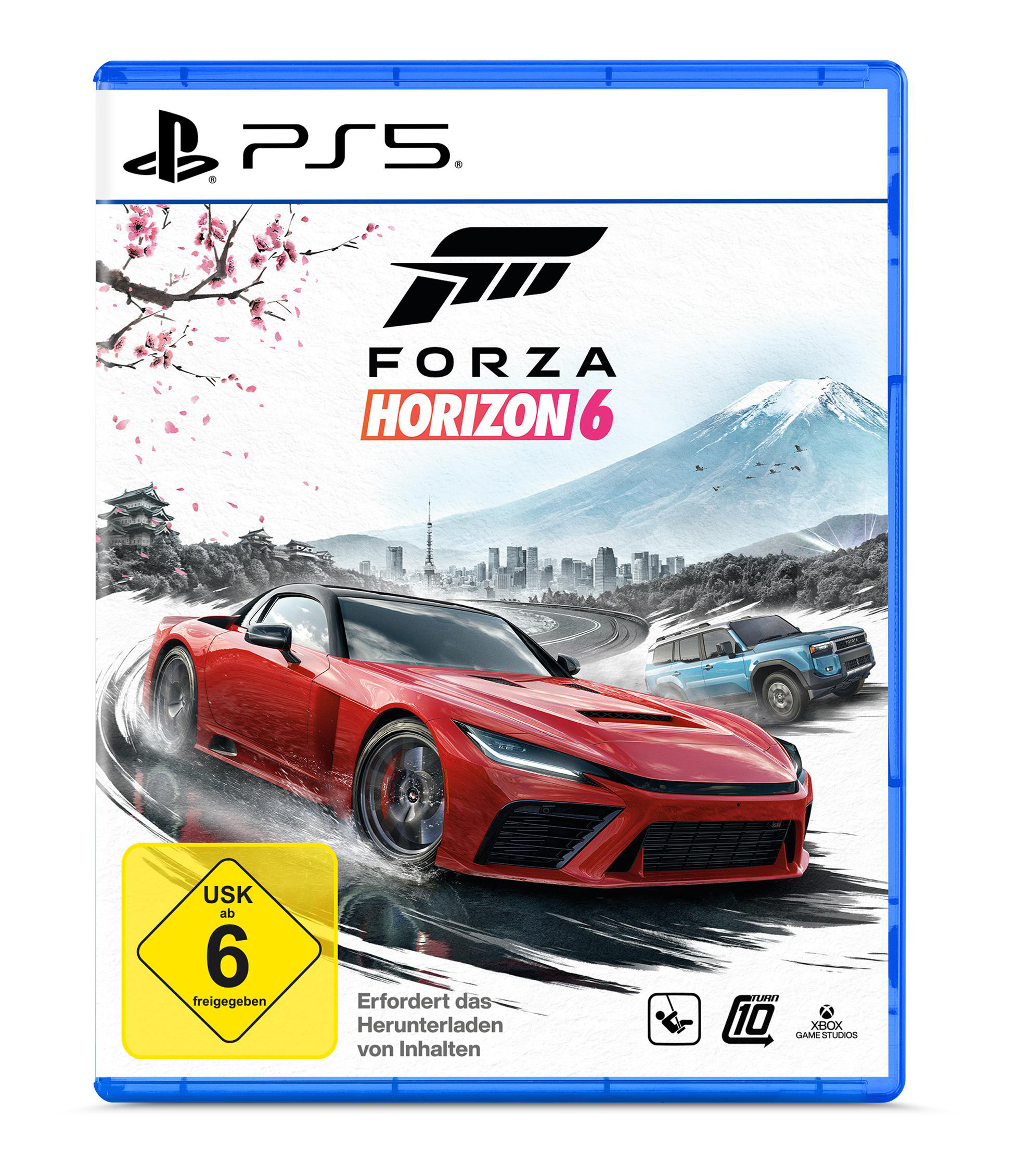 PS5-Spielhülle für Forza Horizon 6 mit einem roten Sportwagen vor einer japanischen Berglandschaft.