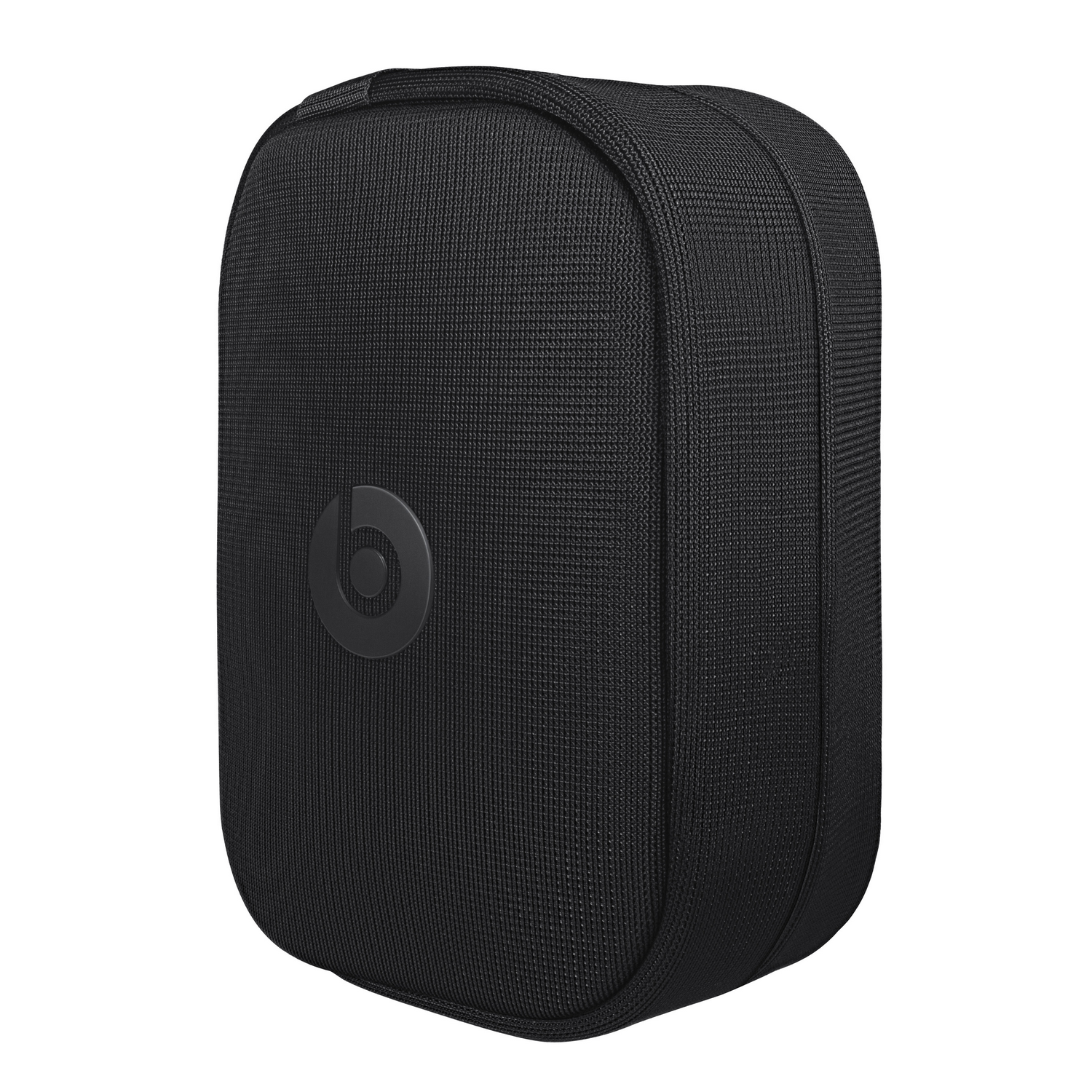 Un estuche negro cerrado con cremallera y el logotipo de Beats en la parte delantera.