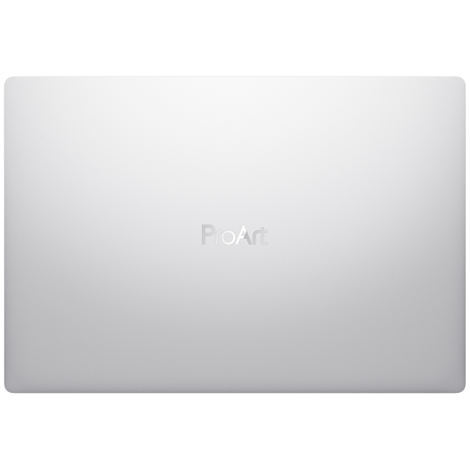 The closed, silver top cover of a ProArt laptop displays the embossed brand logo in the center.