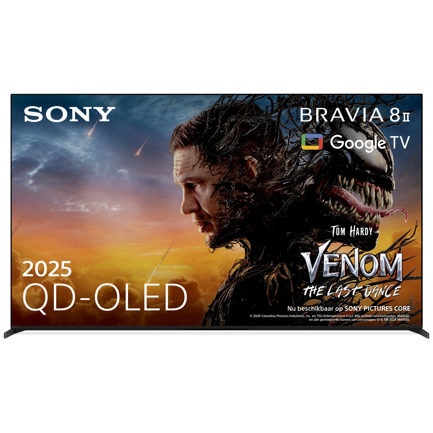 Le téléviseur Sony BRAVIA QD-OLED affiche l'affiche du film Venom The Last Dance.
