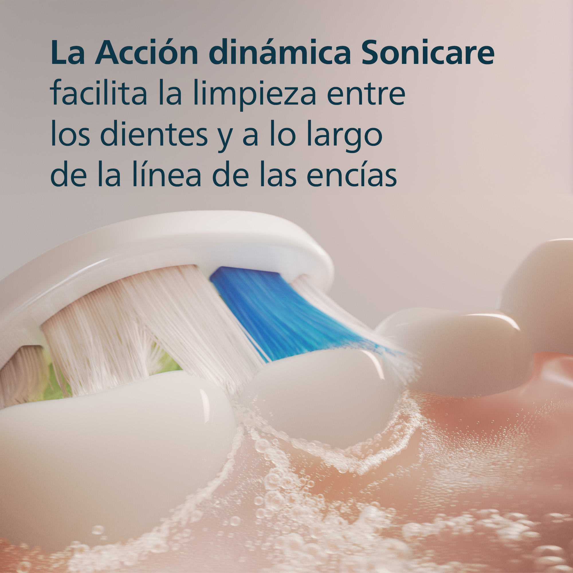 Un cepillo de dientes limpia los dientes y las encías con agua espumosa.