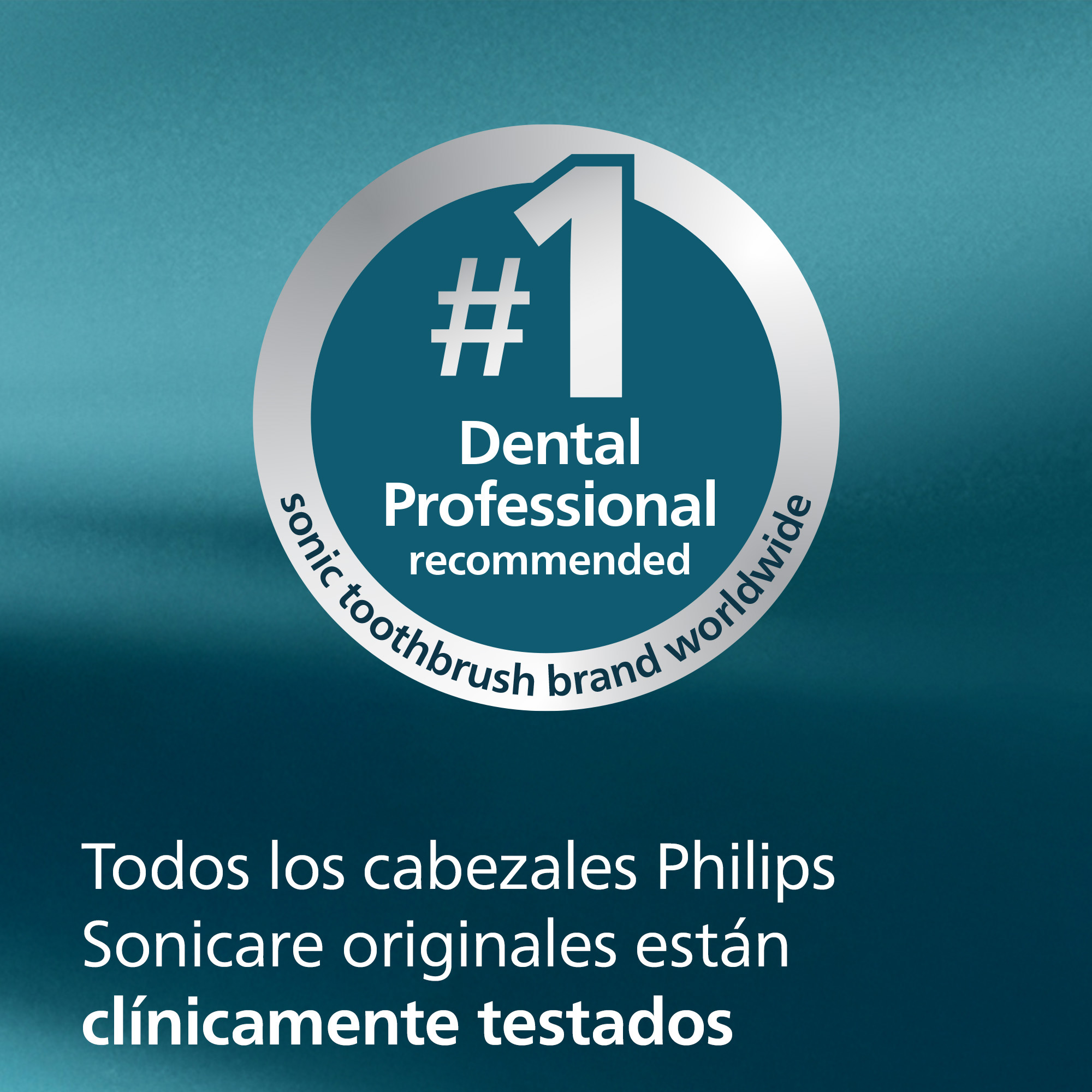 Emblema que indica #1 recomendado por profesionales dentales y texto de Philips Sonicare.