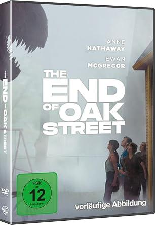 DVD-Hülle von The End of Oak Street mit vier Personen, die nach oben schauen, und einem großen Schatten.