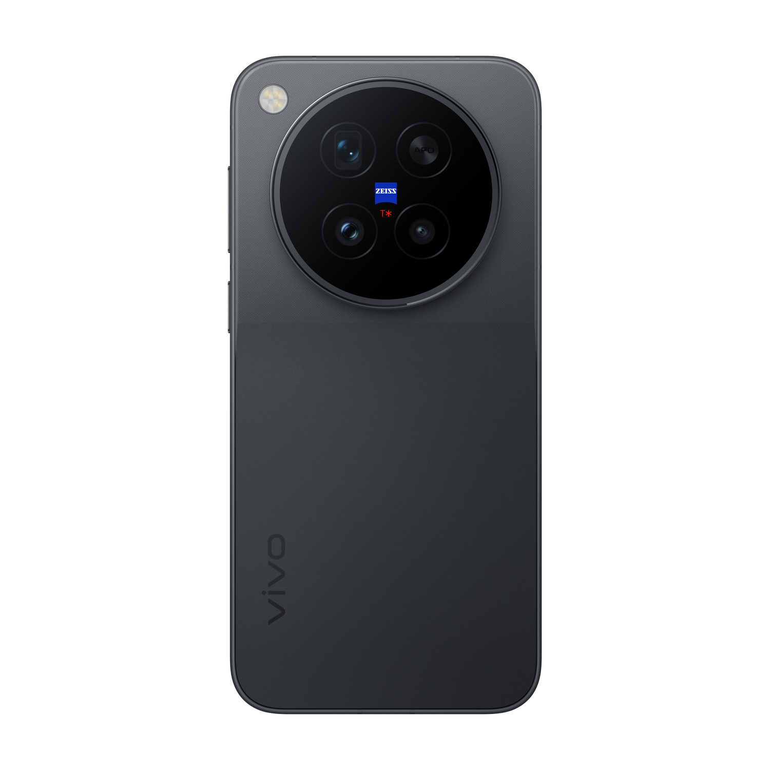 Retro di uno smartphone Vivo grigio con un grande modulo fotocamera circolare.
