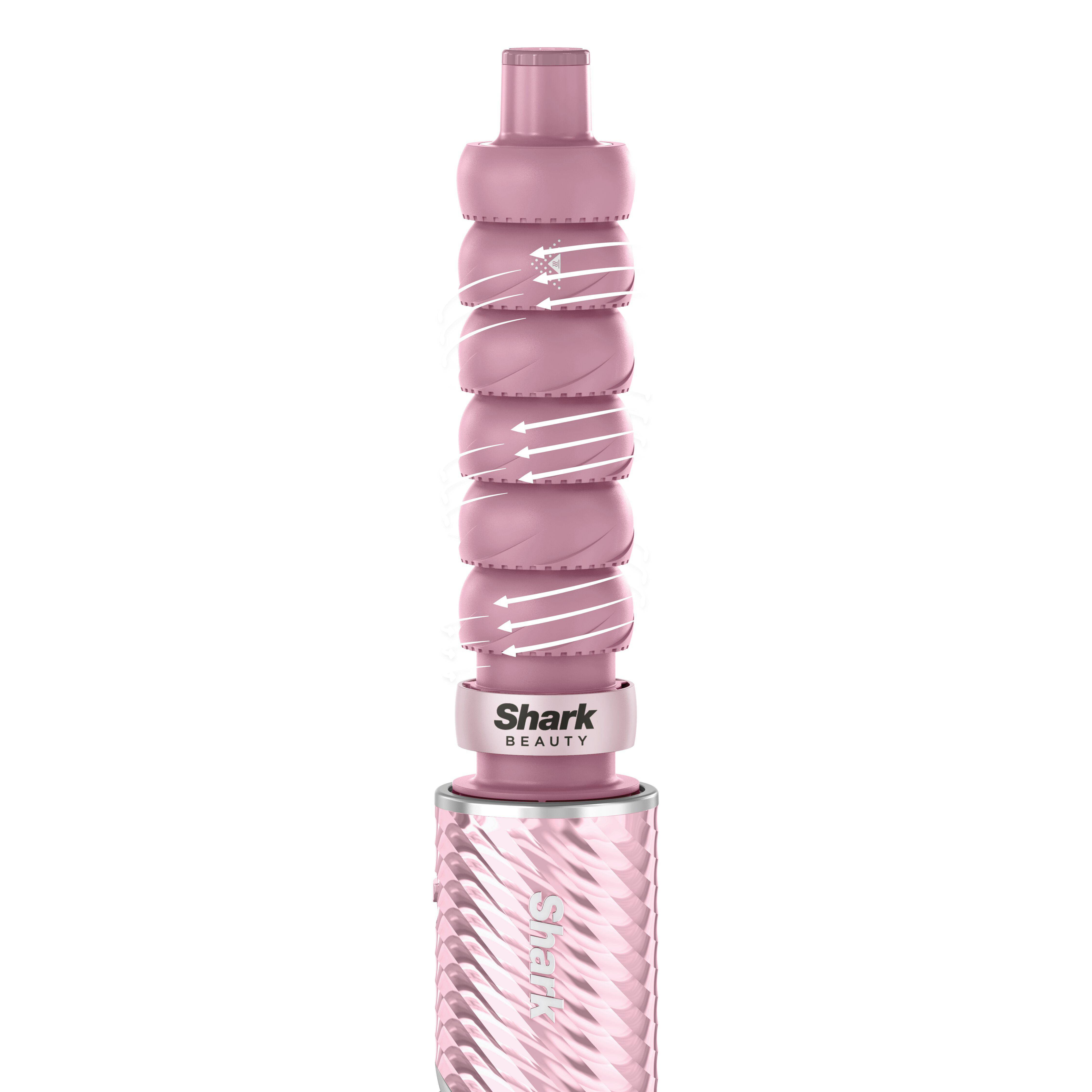 Rosa Shark Beauty Haarglätter mit Luftstrompfeilen auf einem Segment.