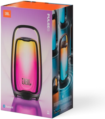 JBL Pulse 6 hordozható hangszóró csomagolása színes fényekkel.