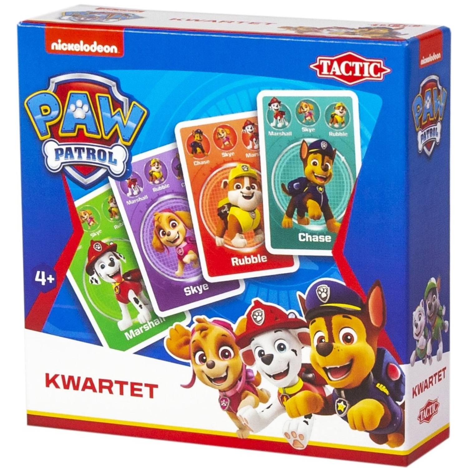 Blue Paw Patrol Kwartet card game box showing characters and playing cards.