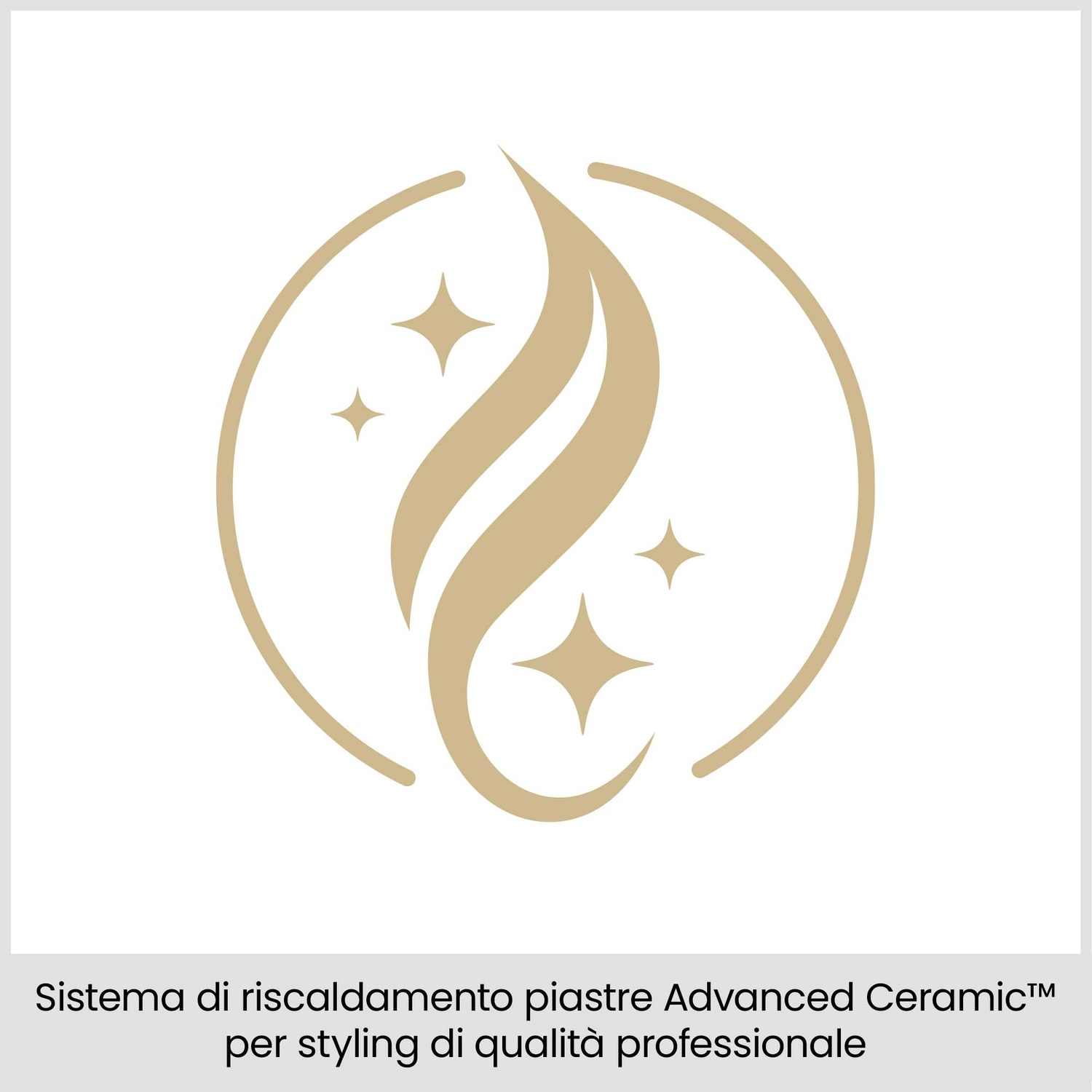 Un logo dorato con una ciocca di capelli e stelle all'interno di un cerchio sopra del testo in italiano.