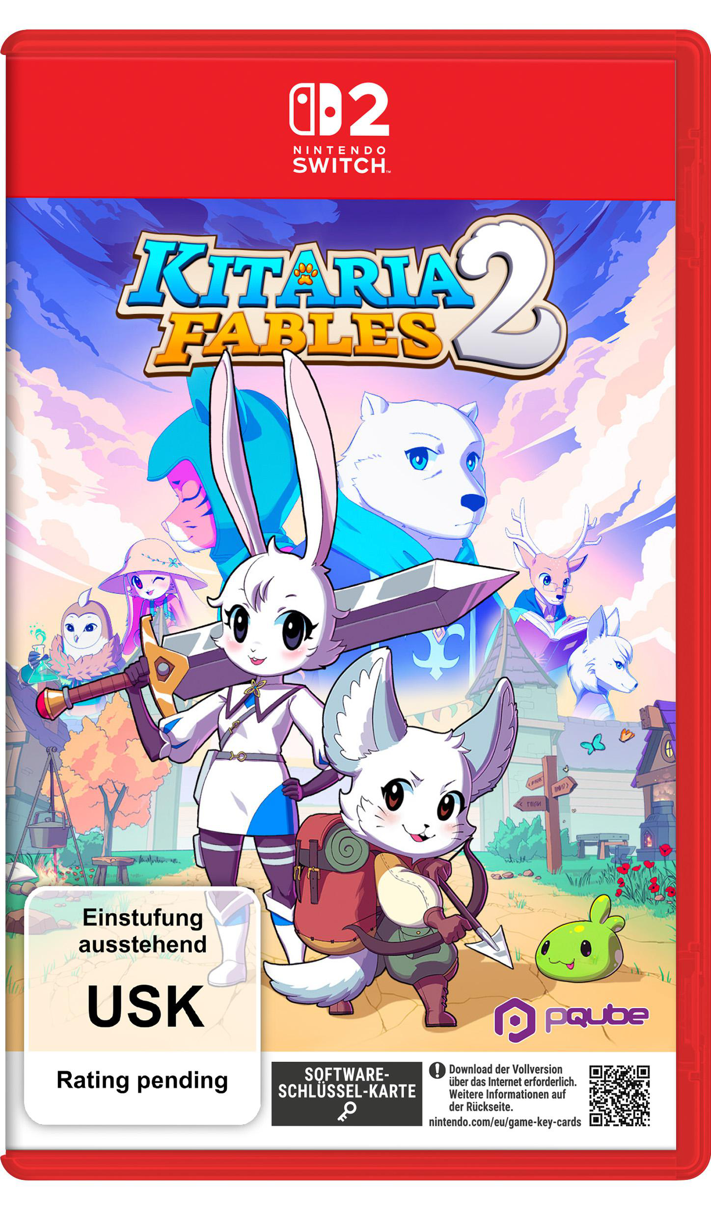 Cover von Kitaria Fables 2 für Nintendo Switch mit Tiercharakteren und Waffen.
