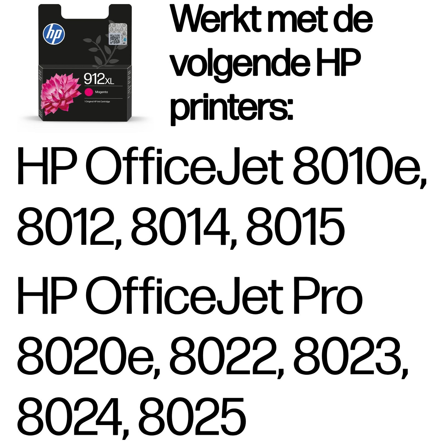 HP 912XL magenta ink cartridge and compatible HP OfficeJet printers.