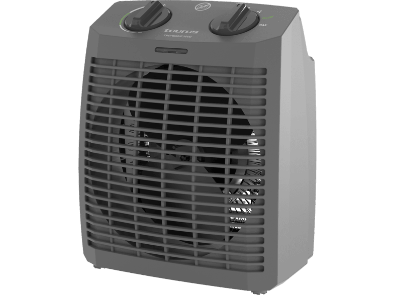Calefactor portátil - Taurus Tropicano 2000, 2000 W, Hasta 20 m2, Termostato ajustable, Protector térmico y seguridad antivuelco, Gris