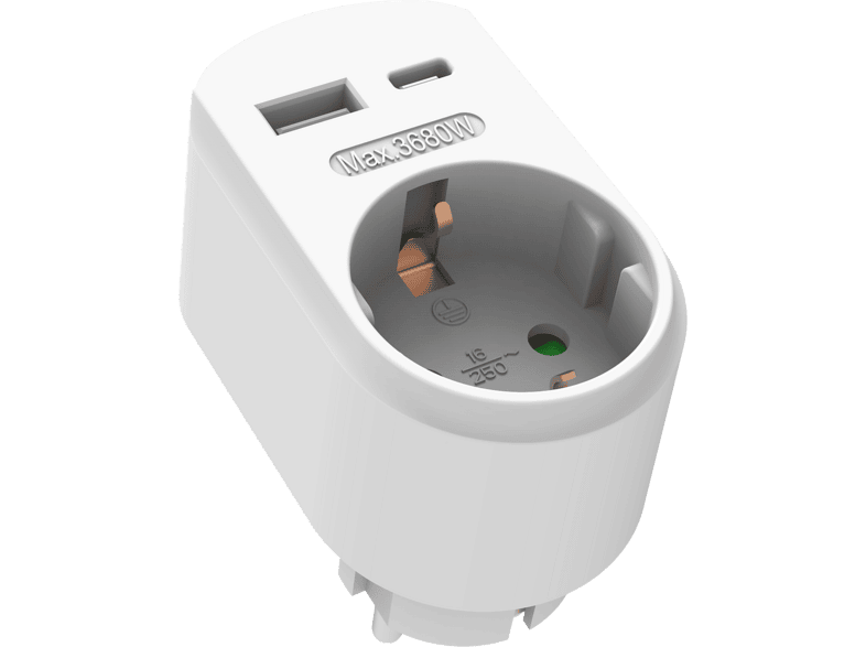 Adaptador de viaje - ISY IPA-1217, max. 17 W, 1 x USB- A, 1x USB-C, Blanco