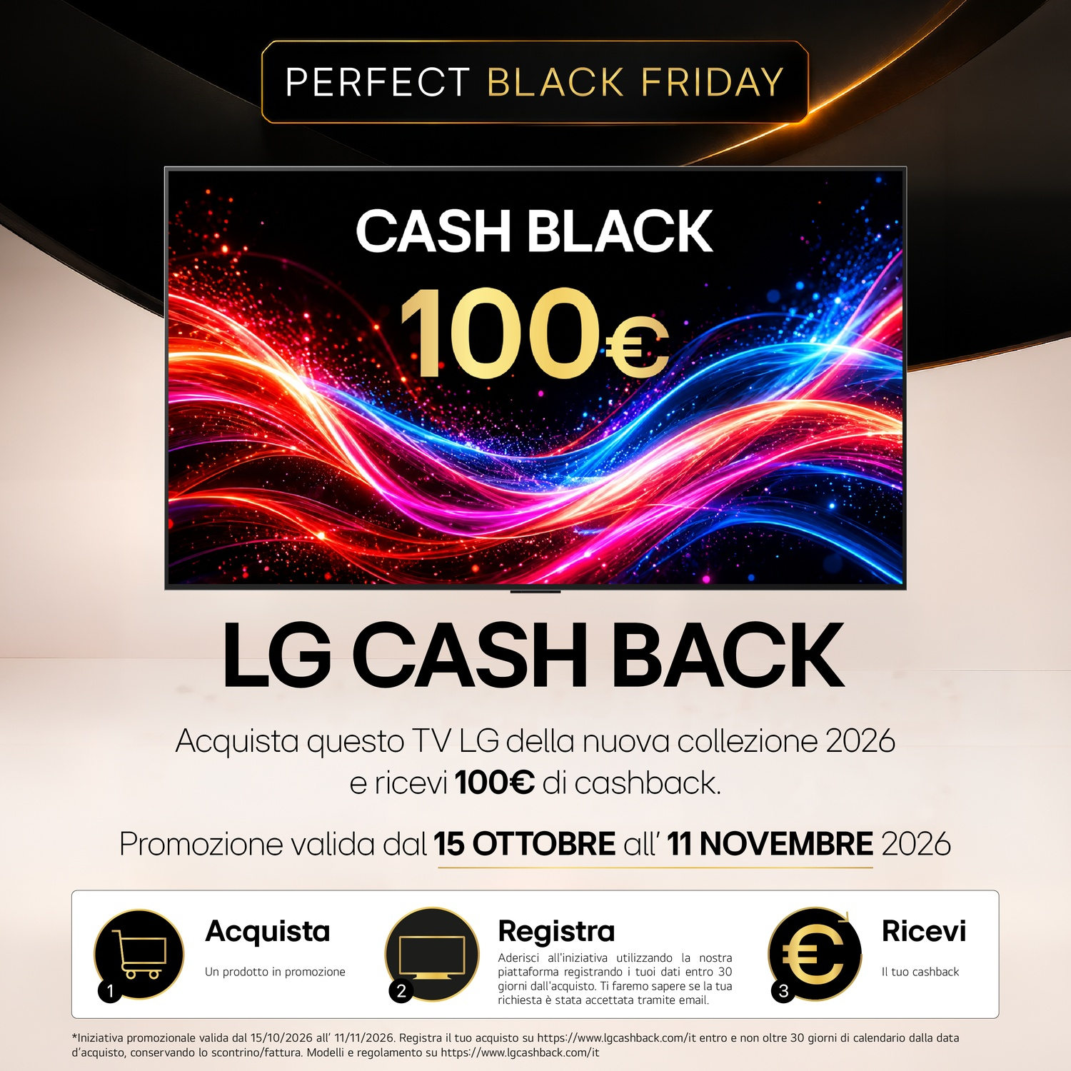 Promo LG Cash Back Black Friday con 100 euro di rimborso sulle TV.