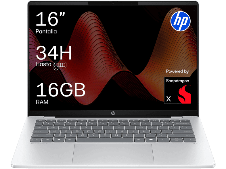Portátil - HP OmniBook 3 Next Gen AI 16-bz0002nsx Copilot+PC, 16"2K, Snapdragon® X X1-26-100, 45 TOPS, 16 GB RAM, 512 SSD, W11 Home, Sin cargador