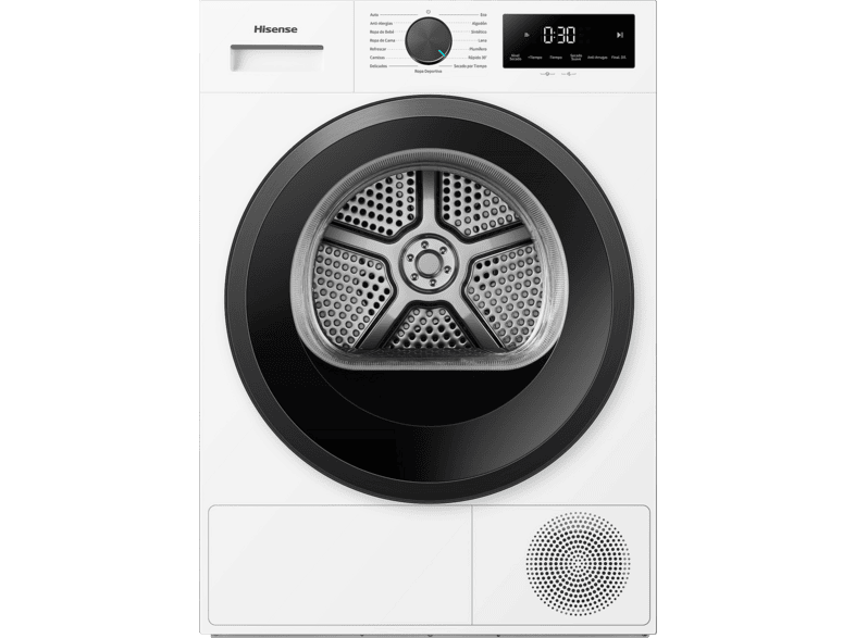 Secadora bomba de calor - Hisense DH1I900UWDC, 9 kg, 15 programas, Función Anti arrugas, Secado Rápido, Autodry, Filtro Aroma, Blanco