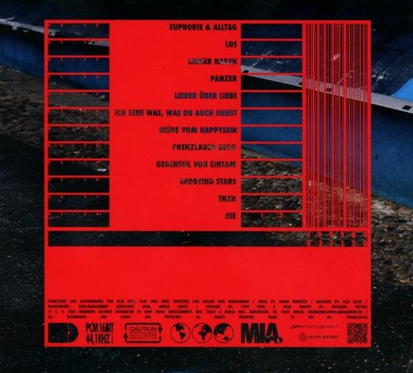 Rotes CD-Rückseiten-Cover mit schwarzer Tracklist und Barcode.