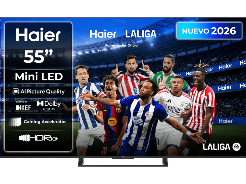 TV Mini‑LED 55" - Haier M80 Series H55M80GUX, 4K, Google TV, 60Hz, Dolby Atmos, Negro