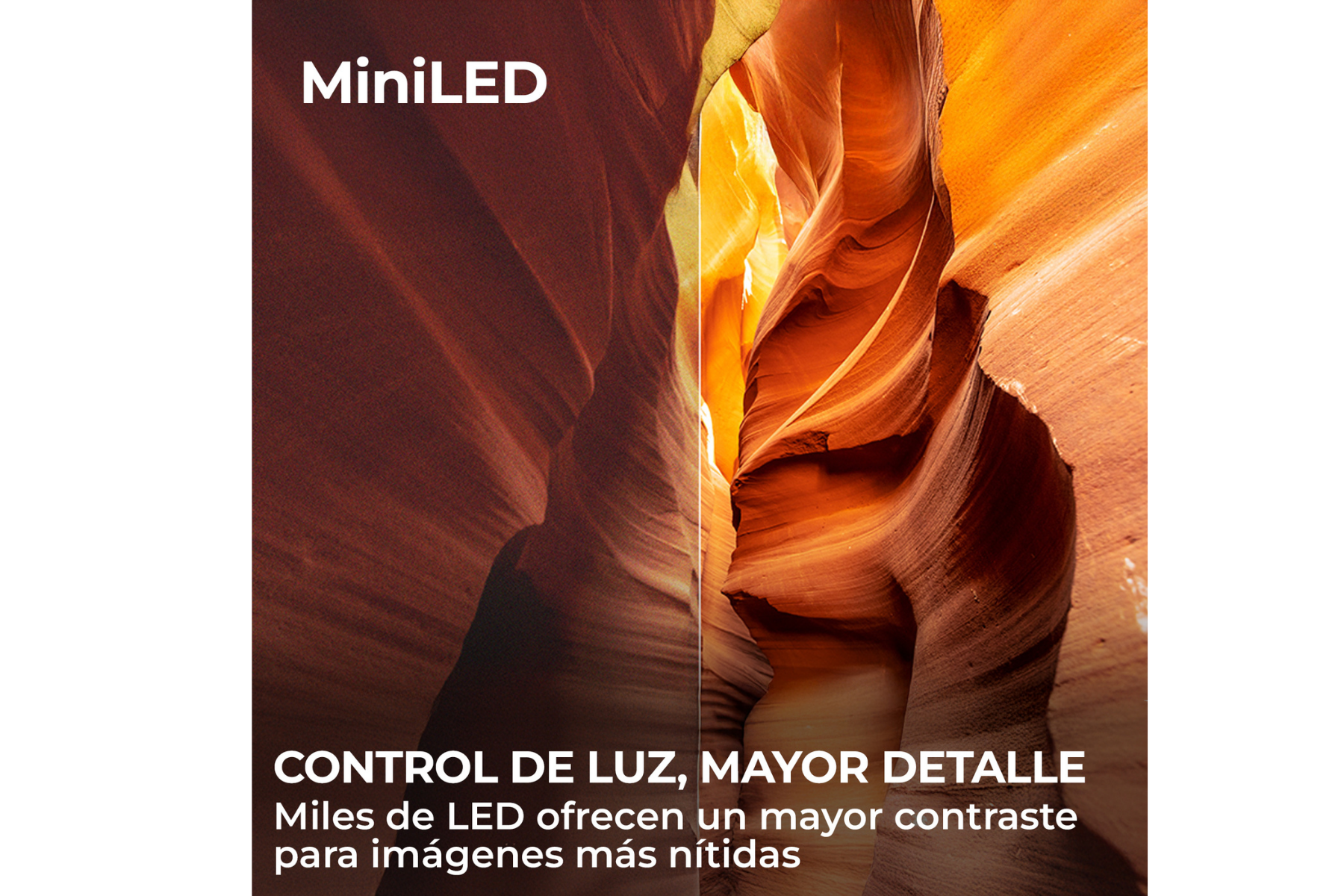 MiniLED. Control de luz, mayor detalle. Miles de LED ofrecen un mayor contraste para imágenes más nítidas.