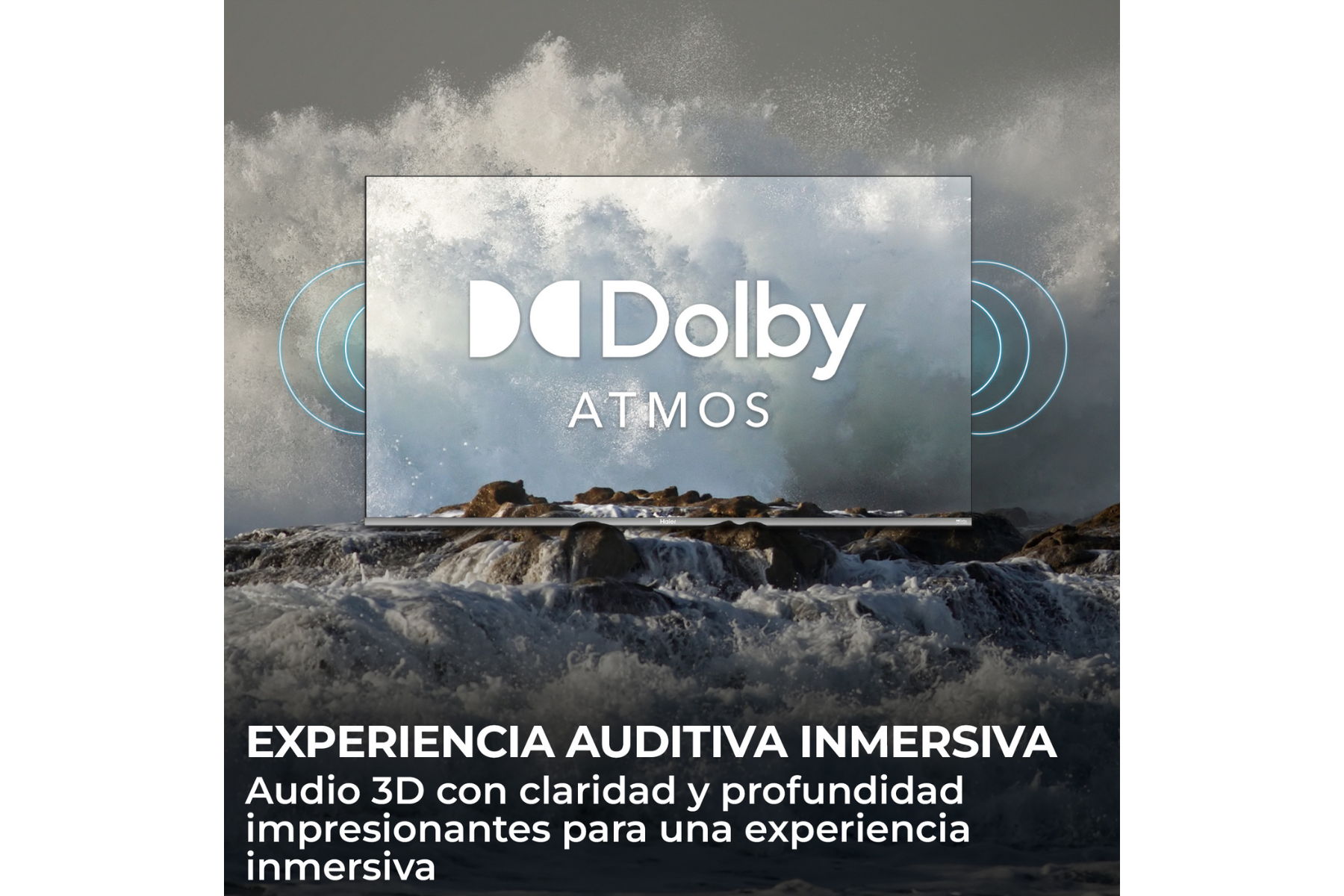 Dolby Atmos. Experiencia auditiva inmersiva. Audio 3D con claridad y profundidad impresionantes para una experiencia inmersiva.