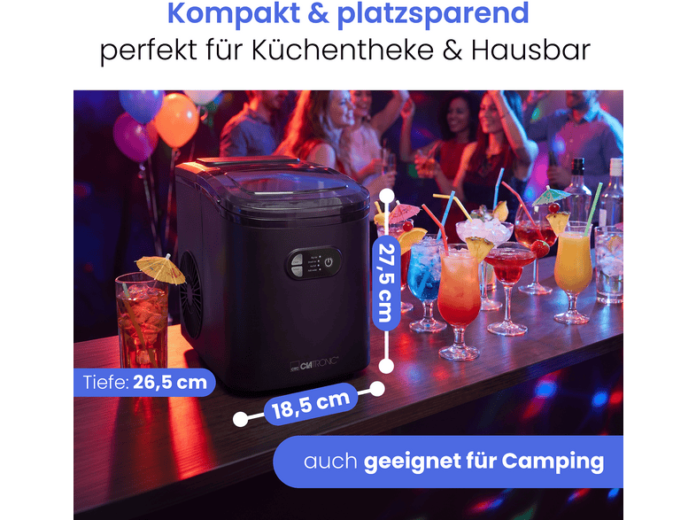 Clatronic EWB 3839 Eiswürfelmaschine (180 Watt, 900 ml, Schwarz) — Foto 2 von 5