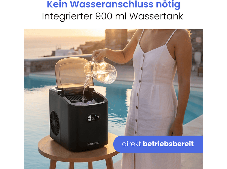 Clatronic EWB 3839 Eiswürfelmaschine (180 Watt, 900 ml, Schwarz) — Foto 3 von 5