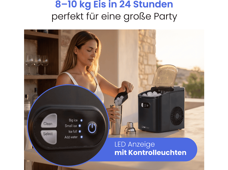 Clatronic EWB 3839 Eiswürfelmaschine (180 Watt, 900 ml, Schwarz) — Foto 4 von 5