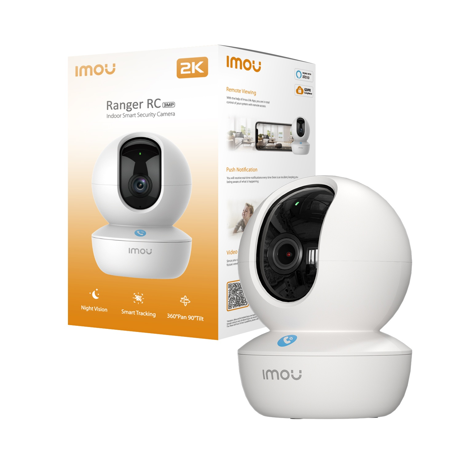 Witte Imou Ranger RC beveiligingscamera voor de verpakking.