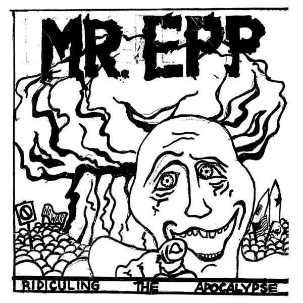 Schwarz-weiße Zeichnung mit einem lächelnden Gesicht, einer Atompilz-Wolke und dem Text Mr. Epp.