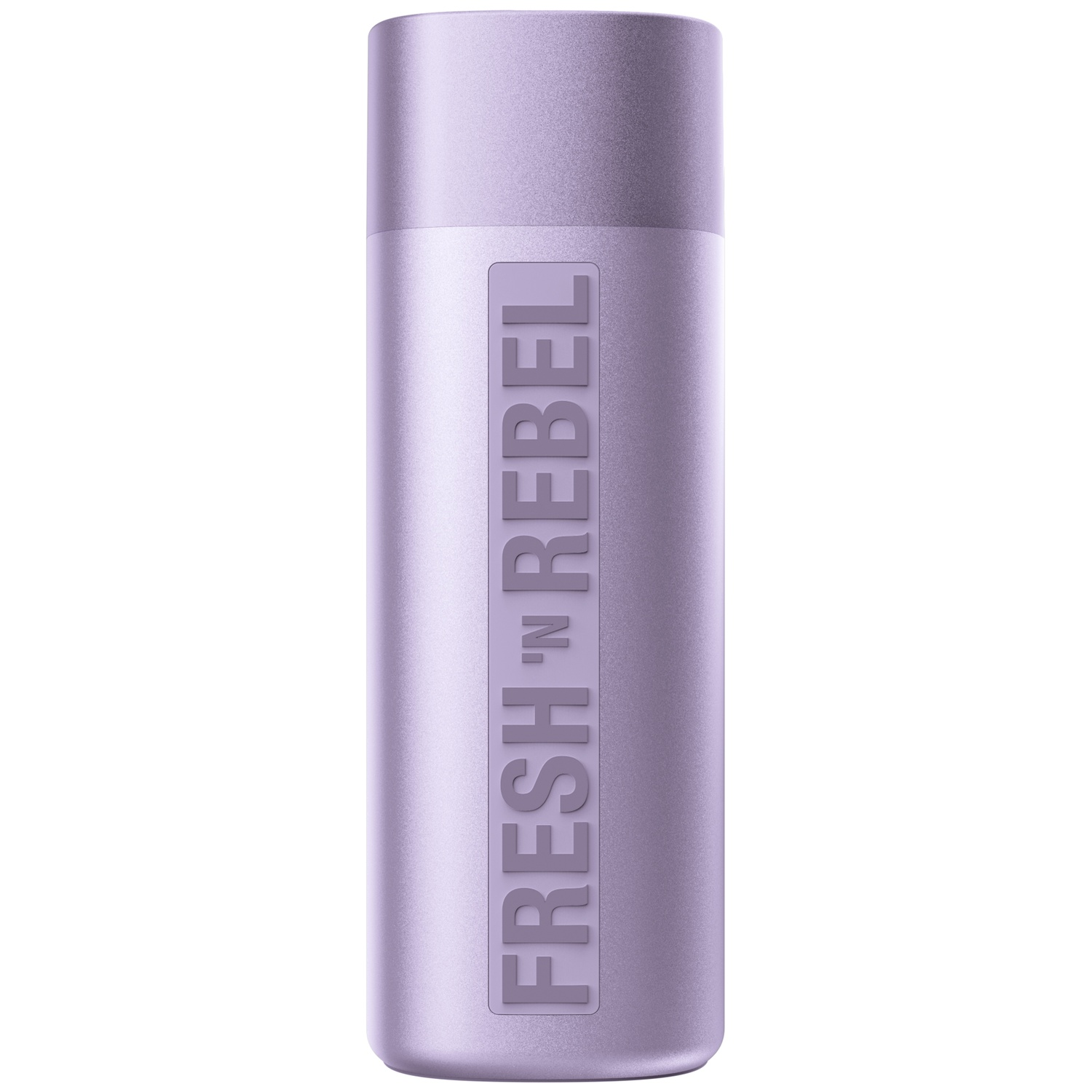 A purple cylindrical Fresh 'n Rebel speaker with a vertical embossed logo on a white background.