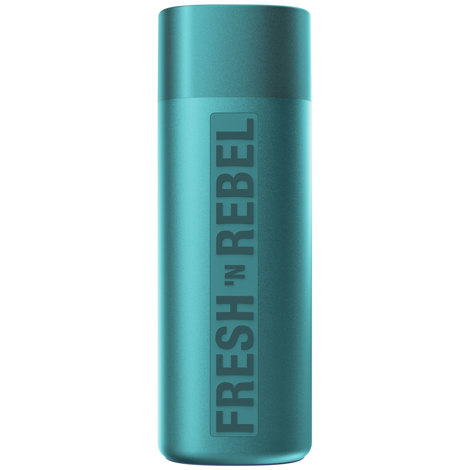 A teal cylindrical Fresh 'n Rebel speaker against a plain white background.