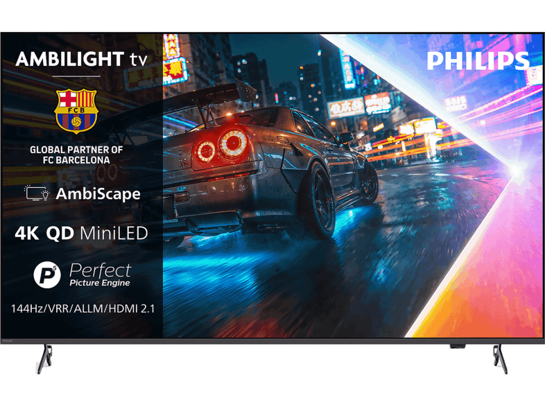 TV Mini LED 65" - Philips 65MLED901/12, UHD 4K, Ambilight TV, Smart Dolby Vision y Atmos, Titan OS, Negro