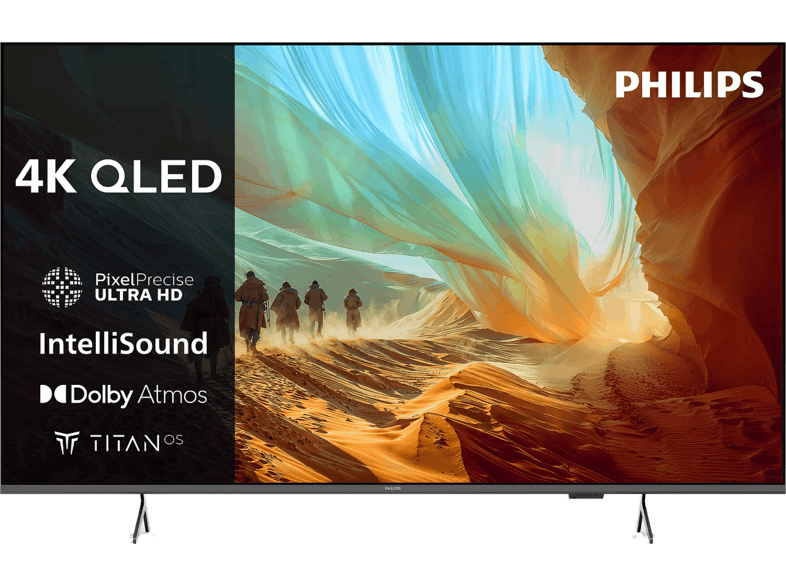 TV QLED 50" - Philips 50PQS7801/12, UHD 4K, Pixel Precise Ultra HD, Smart TV, DVB-T2, HDR10+, Dolby Atmos, Titan OS, Negro