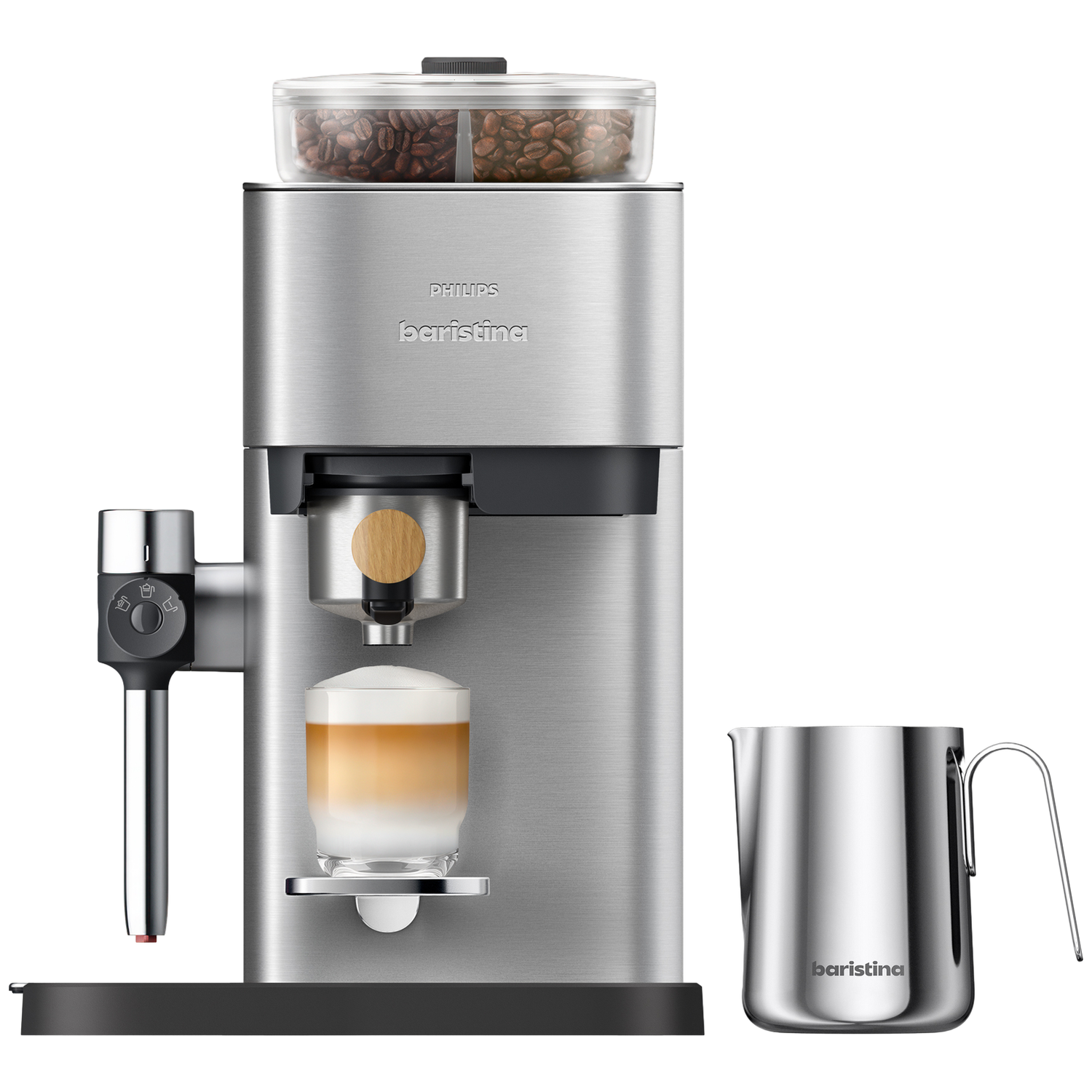 Philips Baristina Latte Plus Met Bean Swap - Bar700/00 Semi-automatische Espressomachine Pistonmachine Automatische Melkopschuimer Stainless Steel