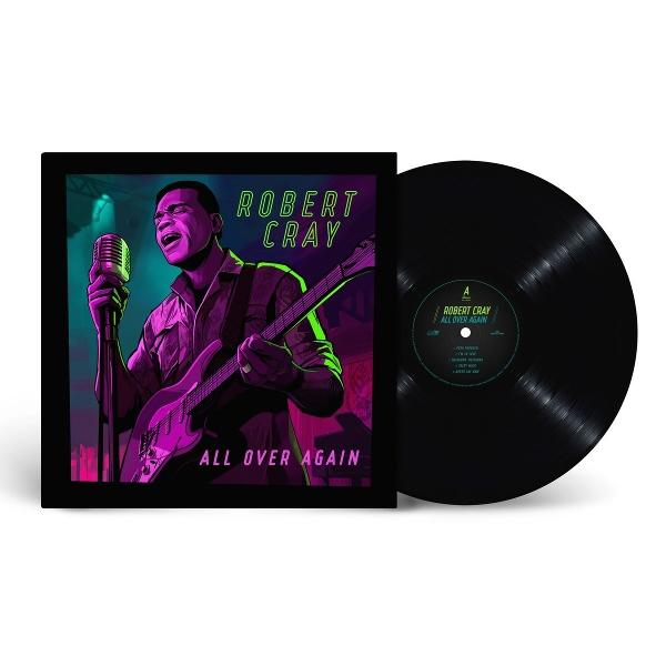 Vinyl-Schallplatte mit Album-Cover, das Robert Cray mit E-Gitarre und Mikrofon in Neonfarben zeigt.