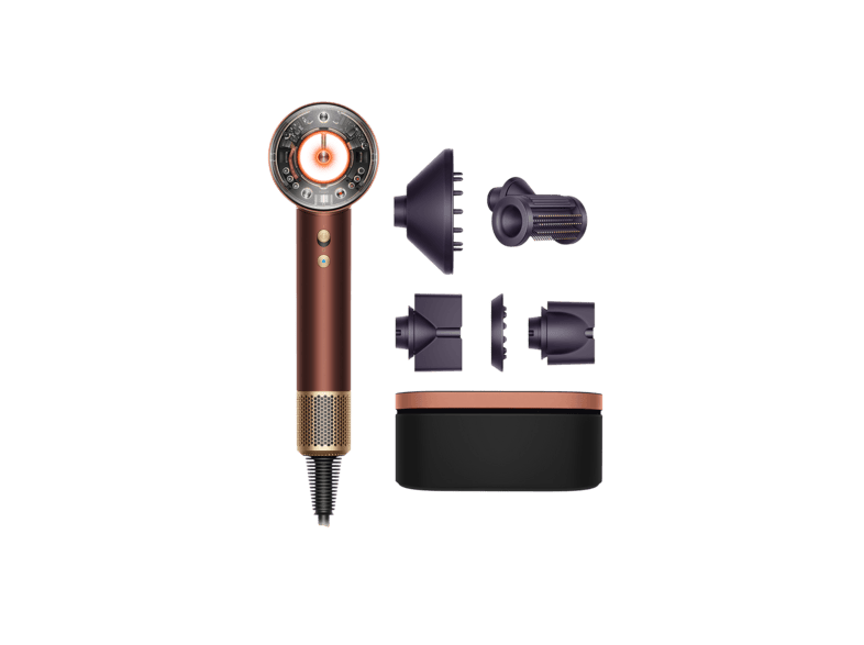 Secador - Dyson Supersonic Nural™, Liso+Ondulado, 5 Accesorios inteligentes, Estuche de presentación, 4 Niveles temp precisos, Plum/Copper