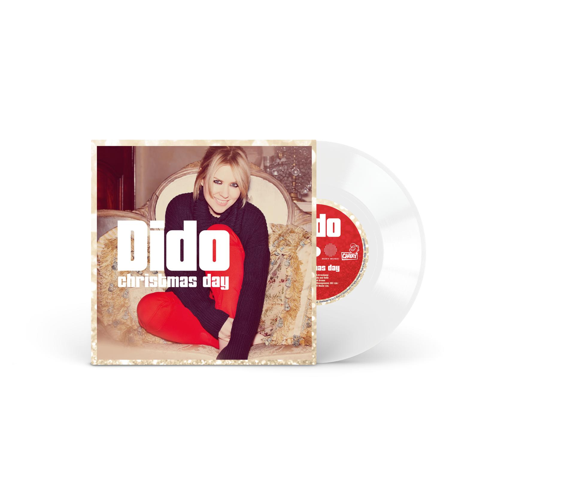 Dido auf dem Albumcover von Christmas Day neben einer transparenten Schallplatte.