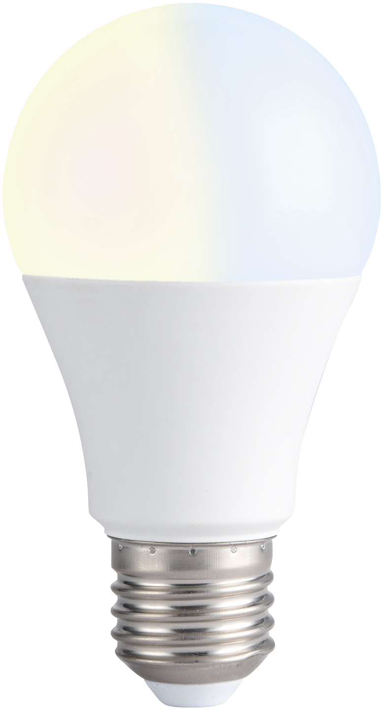 Eine weiße LED-Glühbirne mit Schraubsockel.