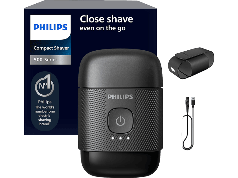Afeitadora - Philips Shaver Series 500 S591/05, Seco y Mojado, Cuchillas SteelPrecision, Cabezales Flotantes 3D, 40 min, Compacta