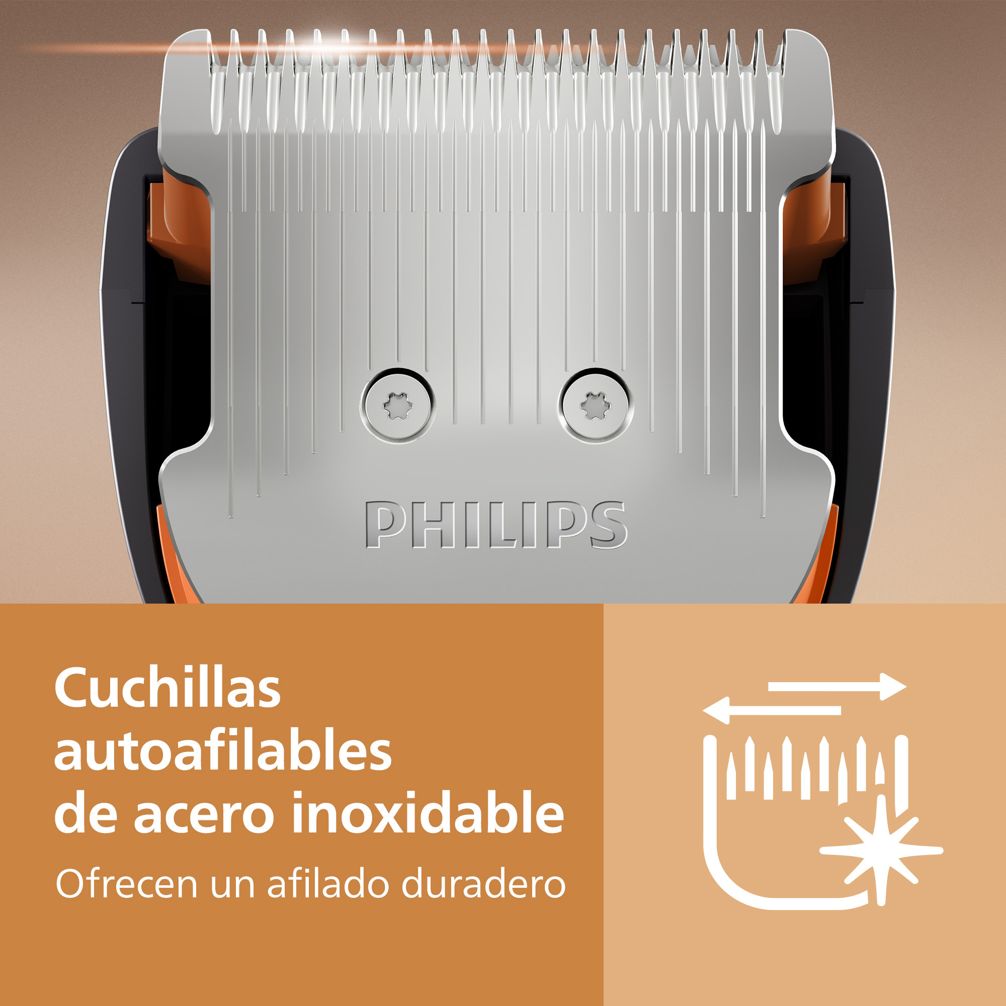 Cuchillas autoafilables de acero inoxidable Philips con afilado duradero.