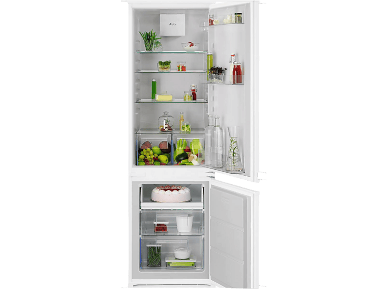 Frigorífico combi integrable - AEG OSC6D181ES, LowFrost, 177.2 cm, 269 l, Display Led interno, CoolAssist, Blanco